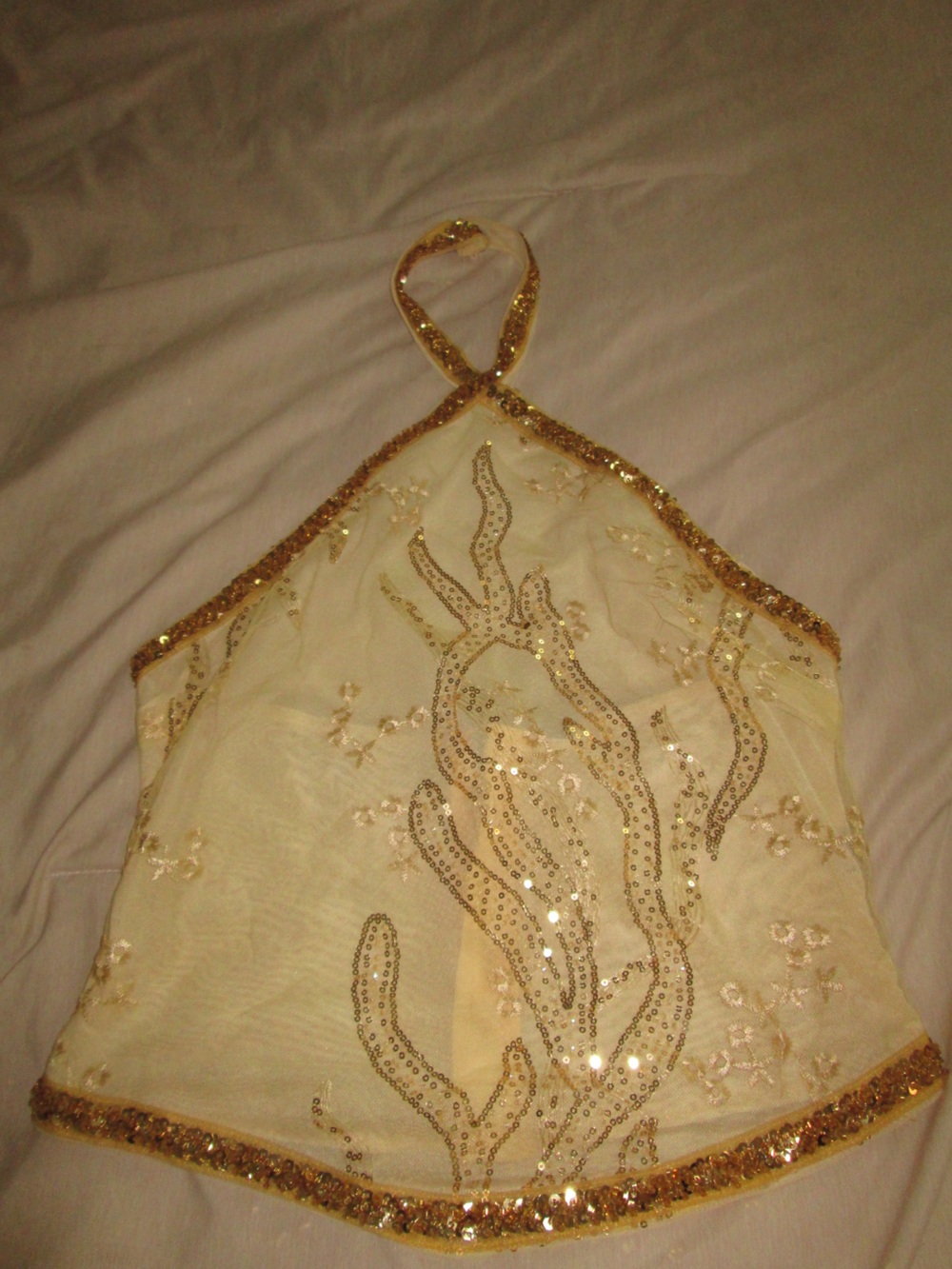 Women's Sequin Halter Top - Gold - Picture 2 of 4